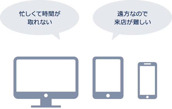 忙しくて時間が 取れない。遠方なので 来店が難しい。